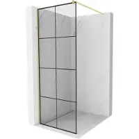Mexen Kioto paroi de douche à l'italienne 70 x 200 cm, motif noir 8 mm, or brossé - 800-070-101-55-77
