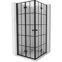 Mexen Mist-F Duo cabine de douche pliante 95 x 95 cm, grille noire, noire - 8A6-095L-095P-70-77