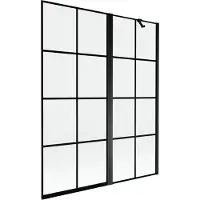 Mexen Mist Paroi de douche 2 éléments droite 140 x 150 cm, quadrillage noir, noir - 8A9-140-011-70-77-P