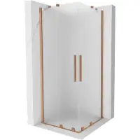 Mexen Velar Duo cabine de douche coulissante 80 x 80 cm, givré, cuivre brossé - 871-080-080-32-65
