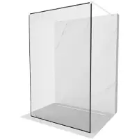 Mexen Kioto paroi de douche à poser 150 x 200 cm, motif noir 8 mm, blanc - 800-150-002-20-70