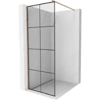 Mexen Kioto Paroi de douche à l'italienne 80 x 200 cm, motif noir 8 mm, cuivre brossé - 800-080-101-65-77