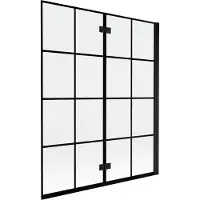 Mexen Mist Paroi de douche 2 vantaux droite 140 x 150 cm, grille noire, noir - 8A9-140-002-70-77-P
