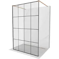 Mexen Kioto paroi de douche à poser 150 x 200 cm, motif noir 8 mm, cuivre brossé - 800-150-002-65-77