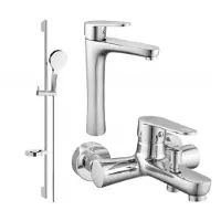 Mexen Kama DS05 Ensemble de mitigeurs de lavabo et de baignoire avec accessoires, chrome (72513DS05-00)