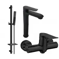 Mexen Pecos DQ72 SET mitigeur de lavabo + mitigeur de douche avec accessoires , noir (72714DQ72-70)