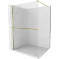 Mexen Kioto+ paroi de douche avec colonne de douche 70 x 200 cm, verre clair, or brossé - 800-070-121-55-09