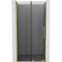 Mexen Porte de douche coulissante Velar 90 cm, graphite, or brossé - 871-090-000-41-55