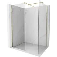 Mexen Kioto Paroi de douche à l'italienne 70 x 70 cm, transparent, or - 800-070-202-50-00-070