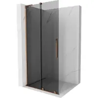 Mexen Velar L paroi de douche coulissante Walk-in 90 x 200 cm, graphite 8 mm, or rose - 871-090-003-43-60