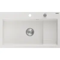 Mexen Omar Evier en granit à 1 compartiment 800 x 480 mm, blanc, siphon chromé - 6520801005-20
