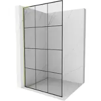 Mexen Kioto L paroi de douche Walk-in 110 x 200 cm, motif noir, finition dorée brossée - 800-110-103-55-77