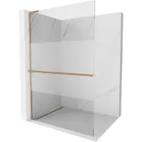 Mexen Kioto+ L paroi de douche avec étagère Walk-in 100 x 200 cm, transparent/délicat, laiton brossé - 800-100-123-65-35