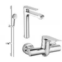 Mexen Pecos DS75 SET mitigeur lavabo + mitigeur douche avec accessoires, chrome (72714DS75-00)