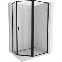 Mexen Mist L cabine de douche pentagonale asymétrique pivotante à droite 90 x 80 cm, cadre noir, noir - 8A8L-090-080-70-70-P