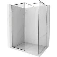Mexen Kioto paroi de douche Walk-in 150 x 90 cm, motif noir, nickel brossé - 800-150-202-97-70-090