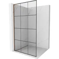Mexen Kioto L paroi de douche Walk-in 120 x 200 cm, motif noir, or rose - 800-120-103-60-77