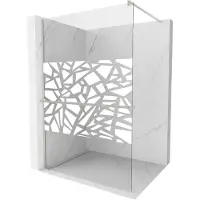 Mexen Kioto+ paroi de douche avec tablette à poser 90 x 200 cm, motif blanc, nickel brossé - 800-090-121-97-85