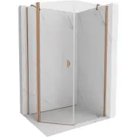 Mexen Mist cabine de douche asymétrique pentagonale, pivotante 90 x 100 cm, transparent, cuivre brossé - 8A8-090-100-65-00