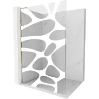 Mexen Kioto L paroi de douche à l'italienne 120 x 200 cm, motif blanc, or - 800-120-103-50-97