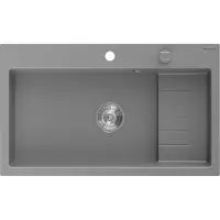 Mexen Omar Evier en granit 1 bassin 800 x 480 mm, gris, siphon chrome - 6520801005-71