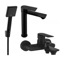 Mexen Royo R45 Mélangeur lavabo et baignoire avec accessoires, noir (72213R45-70)
