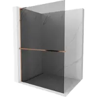 Mexen Kioto+ L paroi de douche avec étagère Walk-in 80 x 200 cm, graphite, or rose - 800-080-123-60-40