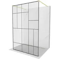 Mexen Kioto paroi de douche à poser 100 x 200 cm, motif noir 8 mm, or brossé - 800-100-002-55-78