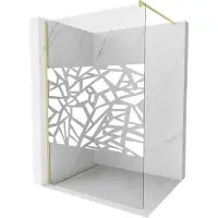 Mexen Kioto Paroi de douche à l'italienne 130 x 200 cm, motif blanc 8 mm, or brossé - 800-130-101-55-85