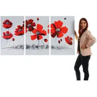 MCW Peinture à l'huile réalisée à la main sur le thème du coquelicot