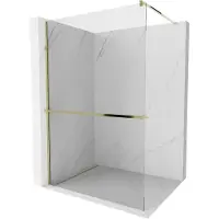 Mexen Kioto+ paroi de douche avec tablette de plain-pied 125 x 200 cm, transparent, doré - 800-125-121-50-00