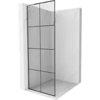 Mexen Kioto L paroi de douche de plain-pied 90 x 200 cm, motif noir, chrome - 800-090-103-01-77