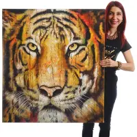 MCW Peinture à l'huile réalisée à la main sur le thème du tigre