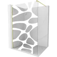 Mexen Kioto Paroi de douche à l'italienne 80 x 200 cm, motif blanc 8 mm, brosse dorée - 800-080-101-55-97