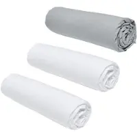 TODAY Lot de 3 draps-housse craie/acier - 140 x 190 cm