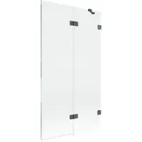 Mexen Lunar Paroi pliante pour baignoire à 2 volets à droite 100 x 150 cm, transparent, brossé en Gun Gray - 897-100-100-66-00-P