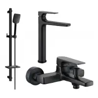 Mexen Lynx DQ62 Mélangeur lavabo et baignoire avec accessoires, noir (745913DQ62-70)