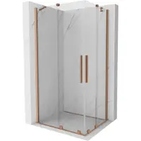 Mexen Velar Duo cabine de douche coulissante 100 x 90 cm, transparent, cuivre brossé - 871-100-090-02-65