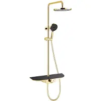 Mexen Exxo ensemble de douche apparent avec tête de pluie et mitigeur, or/noir - 78113-75