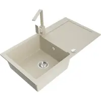 Mexen Leo Évier 1 bac en granit avec égouttoir et mitigeur Rita, Beige - 6501-69-670300-69