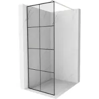Mexen Kioto Paroi de douche à l'italienne 90 x 200 cm, motif noir 8 mm, nickel brossé - 800-090-101-97-77