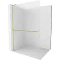 Mexen Kioto+ L paroi de douche avec étagère Walk-in 70 x 200 cm, verres dépoli, finition dorée - 800-070-123-55-30