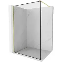 Mexen Kioto Paroi de douche à l'italienne 100 x 200 cm, motif noir 8 mm, or brossé - 800-100-101-55-70