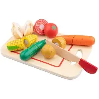 New Classic Toys Jeu d'imitation - - Légumes en bois à découper - 14 pièces - 24 x 16 cm - Pour enfants 2-6 ans