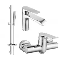 Mexen Pecos DQ72 SET mitigeur lavabo + mitigeur douche avec accessoires, chrome (72704DQ72-00)
