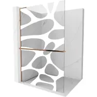 Mexen Kioto+ L paroi de douche avec étagère Walk-in 70 x 200 cm, motif blanc, or rose - 800-070-123-60-97