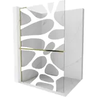 Mexen Kioto+ L Paroi de douche avec tablette de plain-pied 100 x 200 cm, motif blanc, or - 800-100-123-50-97