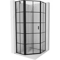 Mexen Mist cabine de douche pentagonale pivotante gauche 80 x 80 cm, grille noire, noire - 8A8-080-080-70-77-L