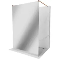 Mexen Kioto paroi de douche 140 x 200 cm, miroir 8 mm, cuivre brossé - 800-140-002-65-50