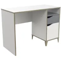 Demeyere Bureau - GENIUS - 1 porte - Blanc et Gris - 106,6 x 50 x 76,4 cm - Design contemporain